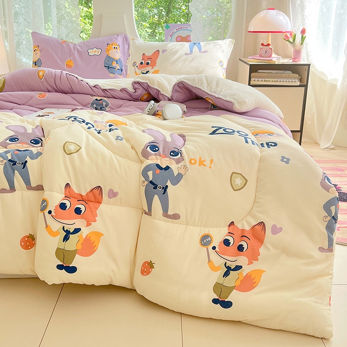 91家纺网 家纺一手货源 找家纺 VIP被业 2025新款羊羔绒印花冬被保暖被芯直播爆款纤维被子被芯 尼克狐尼克