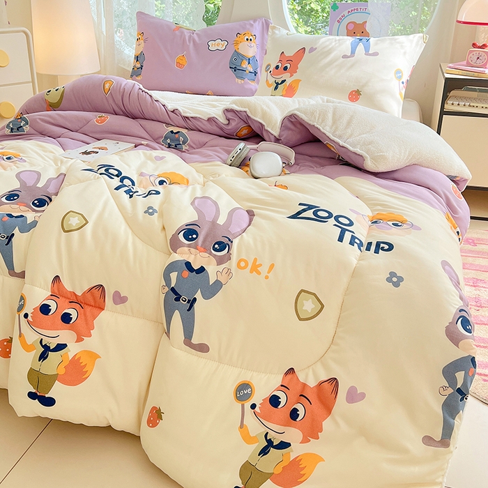 91家纺网 家纺一手货源 找家纺 VIP被业 2025新款羊羔绒印花冬被保暖被芯直播爆款纤维被子被芯 尼克狐尼克