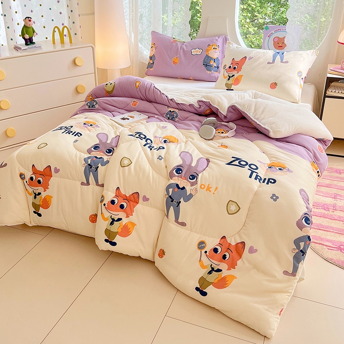 91家纺网 家纺一手货源 找家纺 VIP被业 2025新款羊羔绒印花冬被保暖被芯直播爆款纤维被子被芯 尼克狐尼克