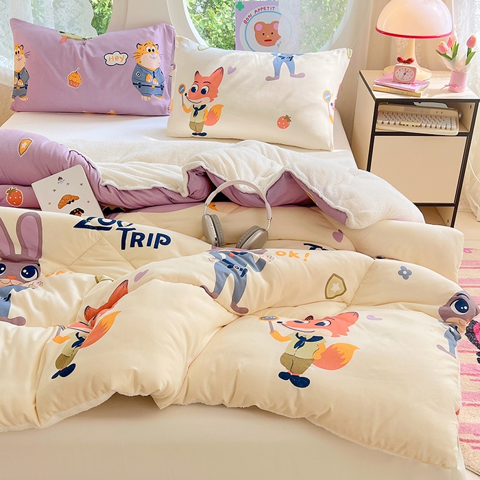 91家纺网 家纺一手货源 找家纺 VIP被业 2025新款羊羔绒印花冬被保暖被芯直播爆款纤维被子被芯 尼克狐尼克