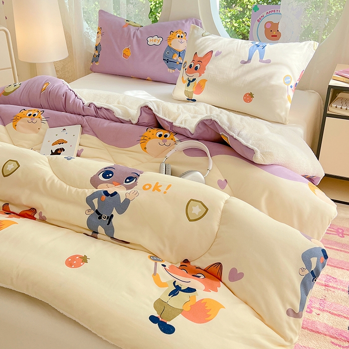 91家纺网 家纺一手货源 找家纺 VIP被业 2025新款羊羔绒印花冬被保暖被芯直播爆款纤维被子被芯 尼克狐尼克