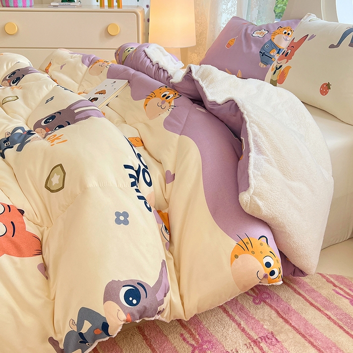 91家纺网 家纺一手货源 找家纺 VIP被业 2025新款羊羔绒印花冬被保暖被芯直播爆款纤维被子被芯 尼克狐尼克