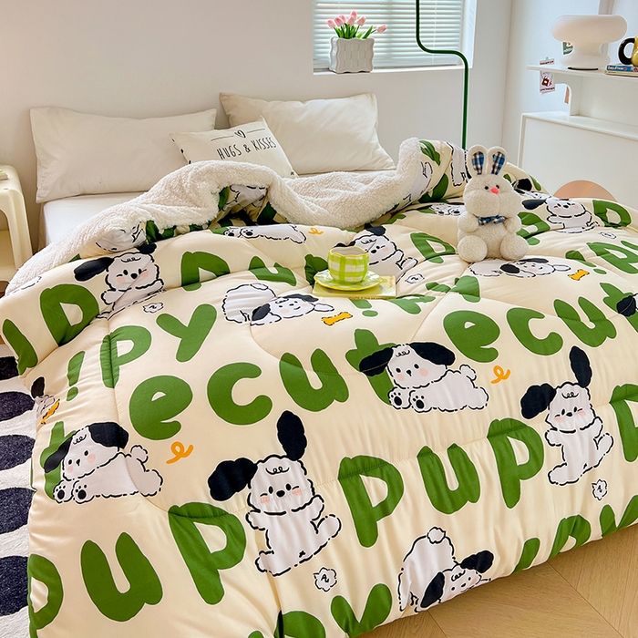 91家纺网 家纺一手货源 找家纺 VIP被业 2025新款羊羔绒印花冬被保暖被芯直播爆款纤维被子被芯 小白