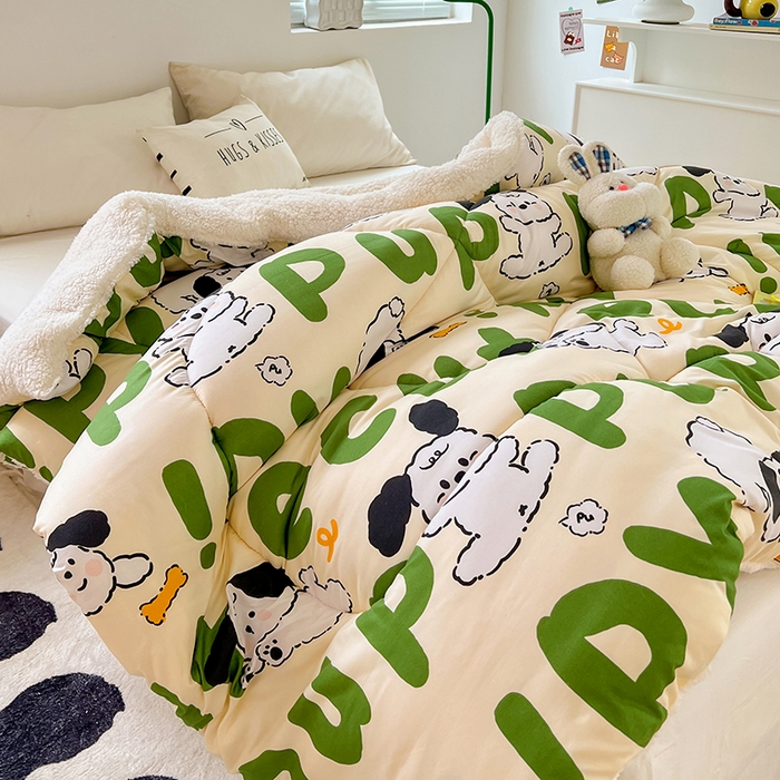 91家纺网 家纺一手货源 找家纺 VIP被业 2025新款羊羔绒印花冬被保暖被芯直播爆款纤维被子被芯 小白