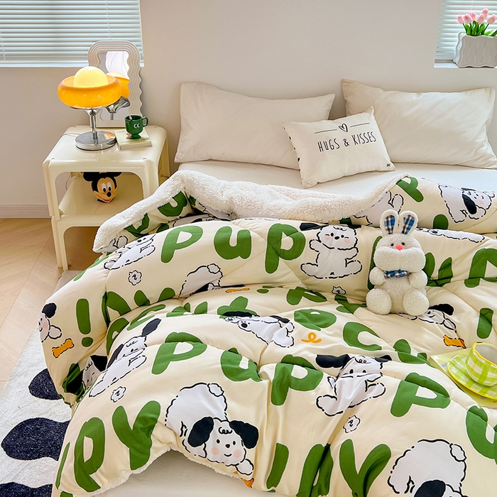 91家纺网 家纺一手货源 找家纺 VIP被业 2025新款羊羔绒印花冬被保暖被芯直播爆款纤维被子被芯 小白