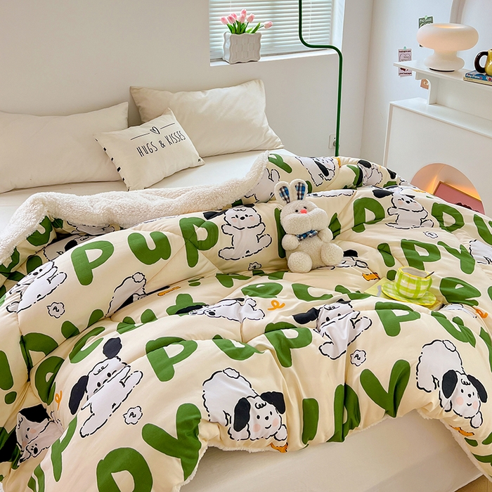 91家纺网 家纺一手货源 找家纺 VIP被业 2025新款羊羔绒印花冬被保暖被芯直播爆款纤维被子被芯 小白