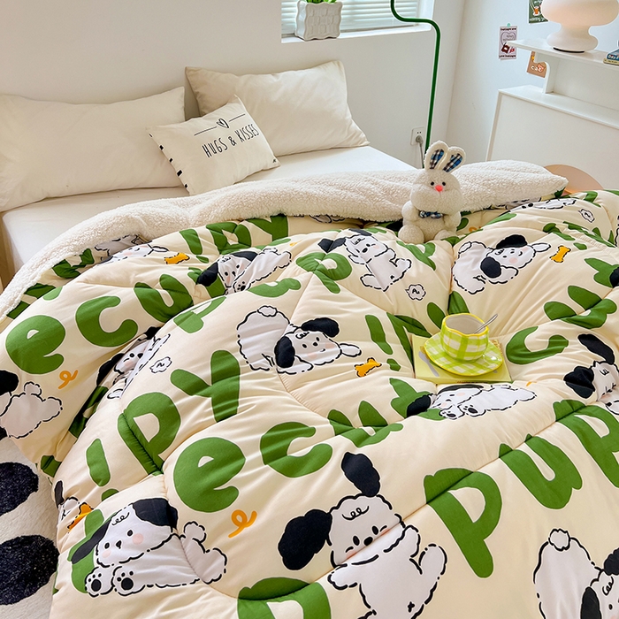 91家纺网 家纺一手货源 找家纺 VIP被业 2025新款羊羔绒印花冬被保暖被芯直播爆款纤维被子被芯 小白