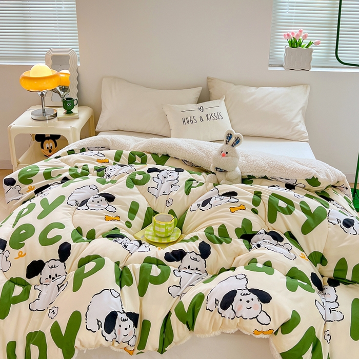 91家纺网 家纺一手货源 找家纺 VIP被业 2025新款羊羔绒印花冬被保暖被芯直播爆款纤维被子被芯 小白