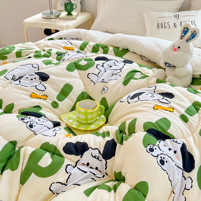 91家纺网 家纺一手货源 找家纺 VIP被业 2025新款羊羔绒印花冬被保暖被芯直播爆款纤维被子被芯 小白