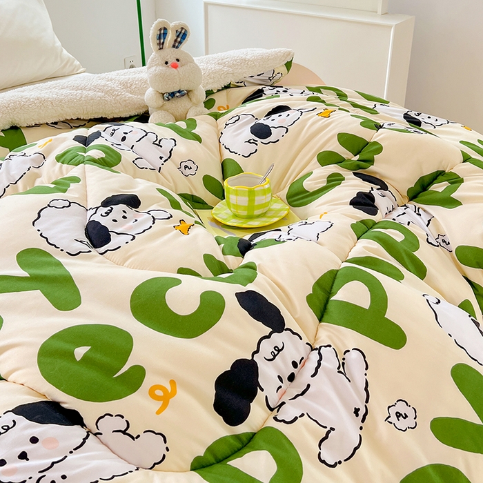 91家纺网 家纺一手货源 找家纺 VIP被业 2025新款羊羔绒印花冬被保暖被芯直播爆款纤维被子被芯 小白