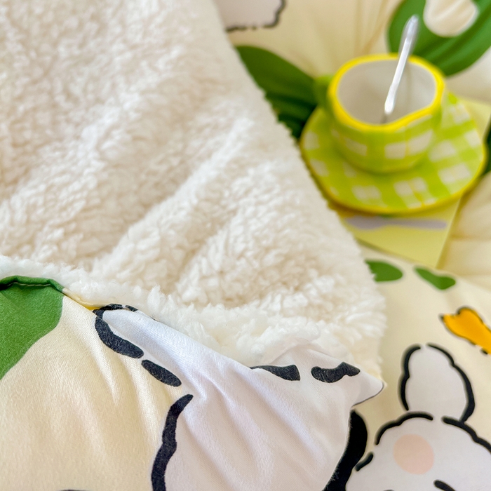 91家纺网 家纺一手货源 找家纺 VIP被业 2025新款羊羔绒印花冬被保暖被芯直播爆款纤维被子被芯 小白