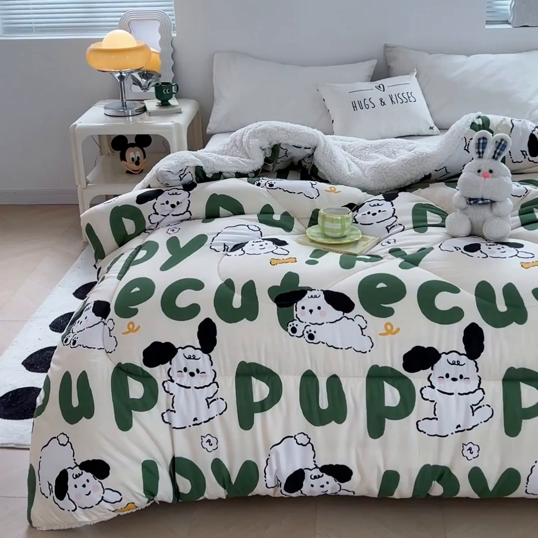 91家纺网 家纺一手货源 找家纺 VIP被业 2025新款羊羔绒印花冬被保暖被芯直播爆款纤维被子被芯 小白