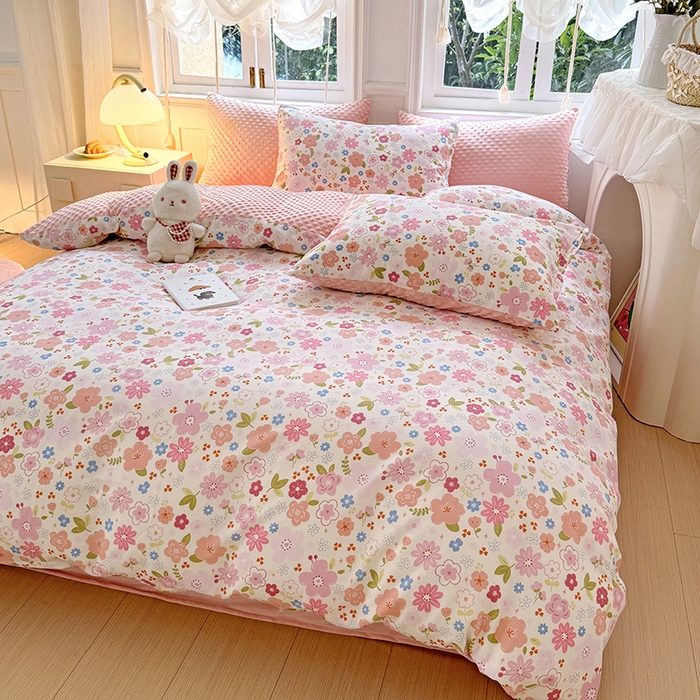 91家纺网 家纺一手货源 找家纺 （总）丫丫家纺 2025学生季全棉高克重豆豆绒三四件套加厚保暖婴儿绒牛奶绒单被套单人双人被套加大号棉加绒三四件套 