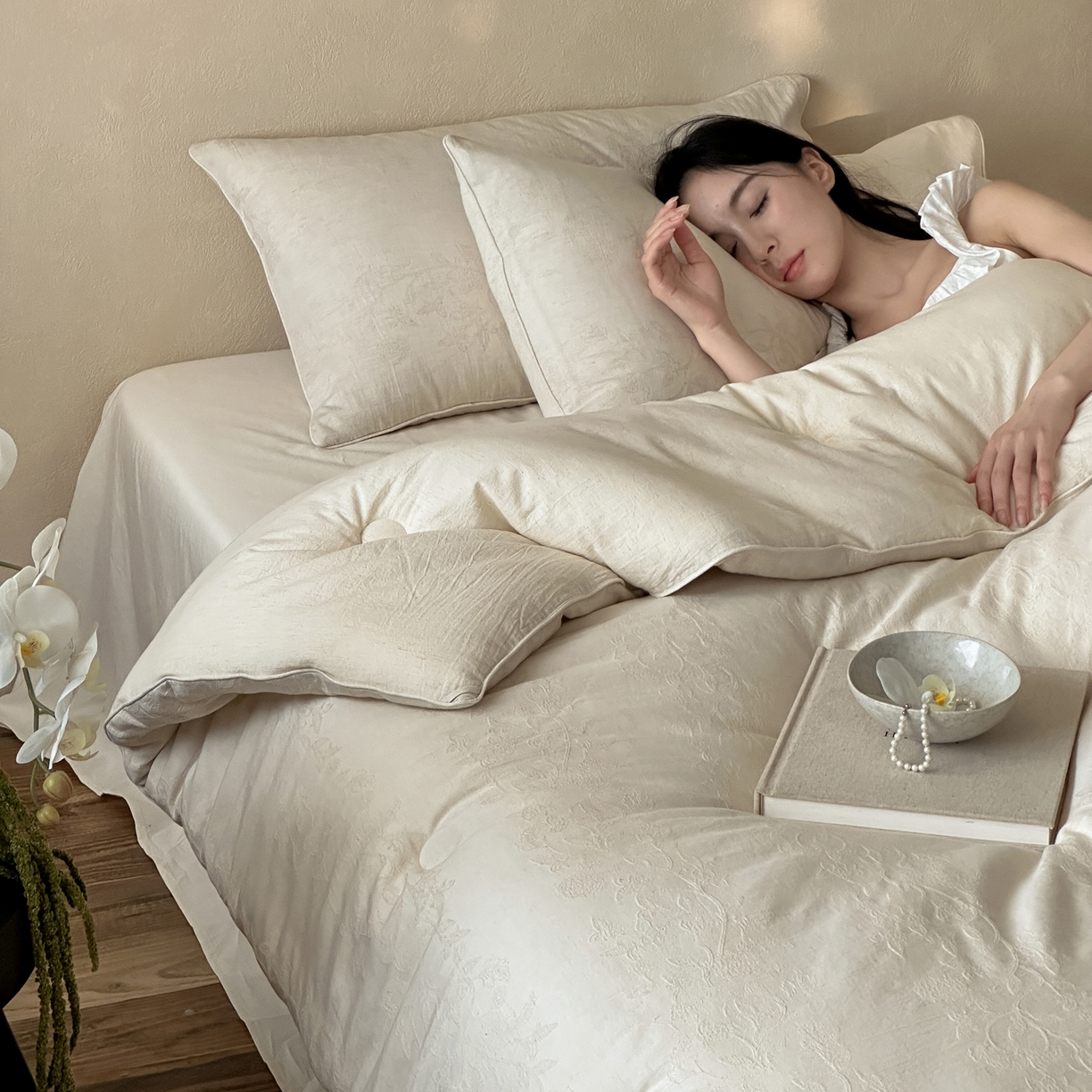 91家纺网 家纺一手货源 找家纺 （总）一加一 2025新款轻奢棉麻大提花55%大豆抗菌被子被芯