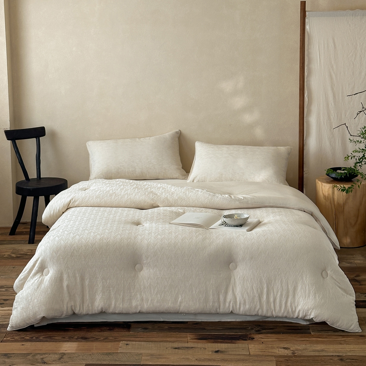 91家纺网 家纺一手货源 找家纺 一加一 2025新款轻奢棉麻大提花55%大豆抗菌被子被芯 羽梦柔衾