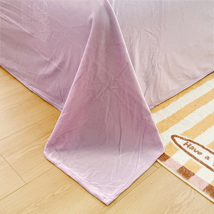 91家纺网 家纺一手货源 找家纺 丫丫家纺 2025学生季全棉高克重豆豆绒三四件套加厚保暖婴儿绒牛奶绒单被套单人双人被套加大号棉加绒三四件套  紫色兔几