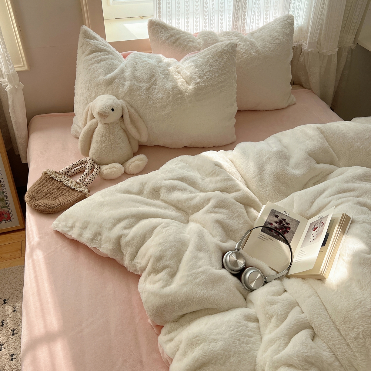 91家纺网 家纺一手货源 找家纺 （总）金爱家 2025新款全消光牛奶绒A类纯色獭兔毛绒立体四件套