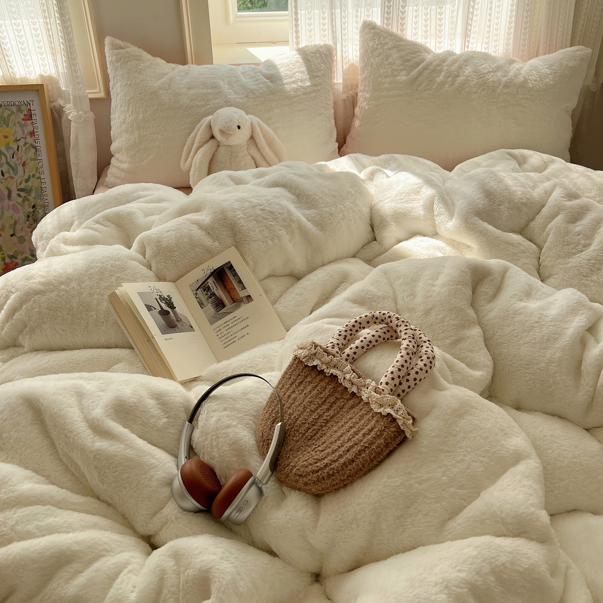 91家纺网 家纺一手货源 找家纺 （总）金爱家 2025新款全消光牛奶绒A类纯色獭兔毛绒立体四件套