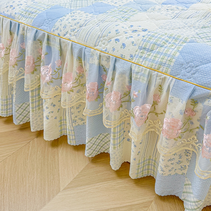 91家纺网 家纺一手货源 找家纺 （总）艾裙海 2025秋冬新款木棉皱皱双层纱夹棉床裙系列四件套