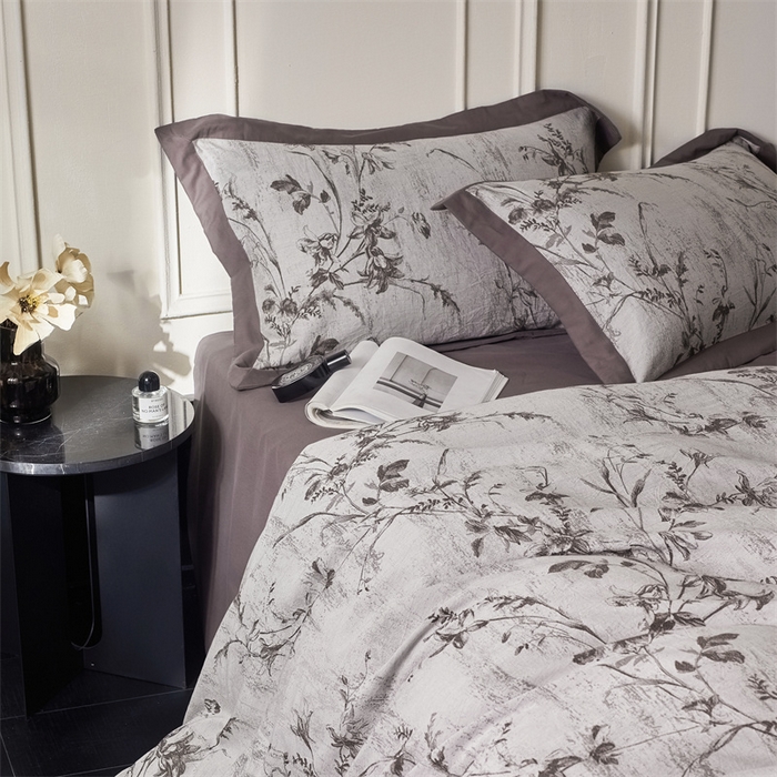 91家纺网 家纺一手货源 找家纺 梦享生活家居 2025新款全棉纯棉色织提花磨毛四件套 全棉磨毛锦绣-深咖