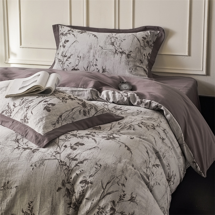 91家纺网 家纺一手货源 找家纺 梦享生活家居 2025新款全棉纯棉色织提花磨毛四件套 全棉磨毛锦绣-深咖