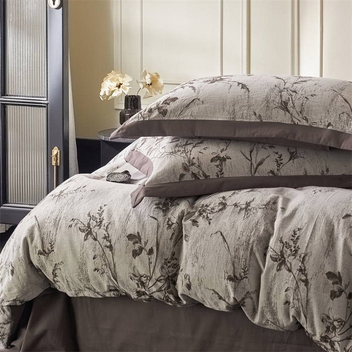 91家纺网 家纺一手货源 找家纺 梦享生活家居 2025新款全棉纯棉色织提花磨毛四件套 全棉磨毛锦绣-深咖