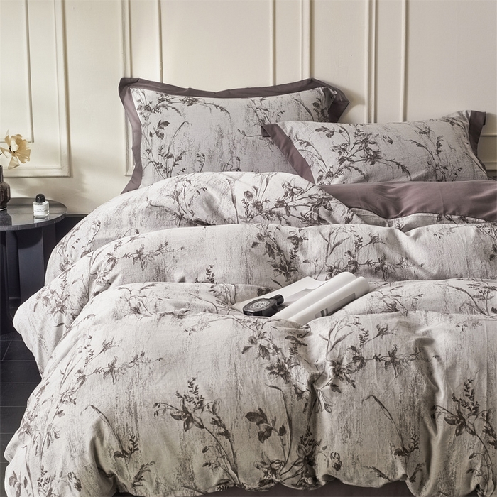 91家纺网 家纺一手货源 找家纺 梦享生活家居 2025新款全棉纯棉色织提花磨毛四件套 全棉磨毛锦绣-深咖