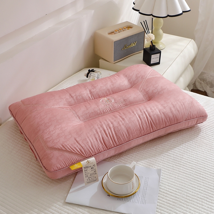 万聚凯枕芯 2025新款皇冠提花定型枕头枕芯 粉色