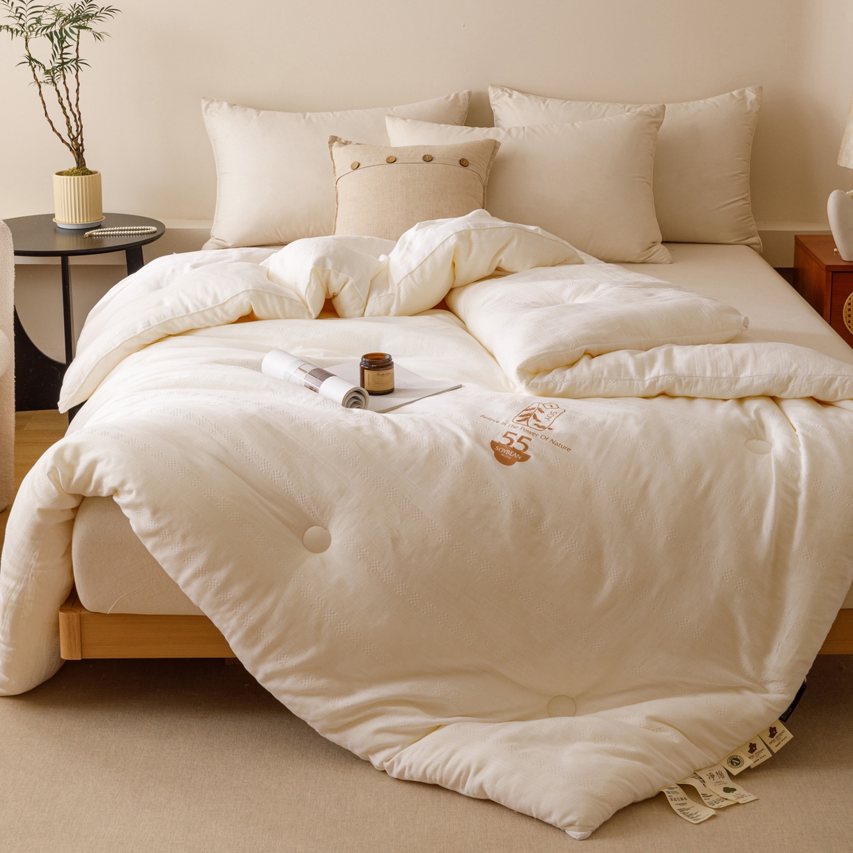 91家纺网 家纺一手货源 找家纺 （总）子由家居 2025新款全棉纯棉有氧双层提花55大豆被被子被芯