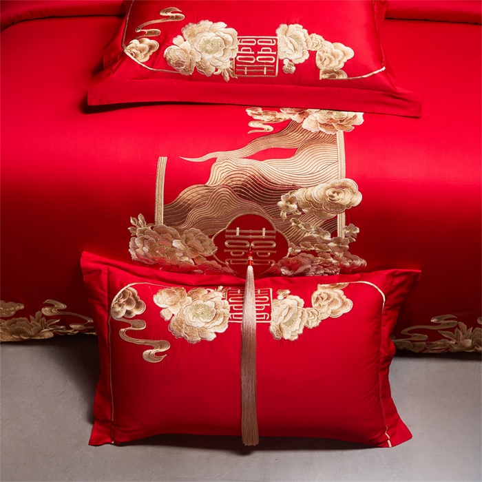 91家纺网 家纺一手货源 找家纺 （总）红番天家居馆 （控价）2025新款纯棉新中式刺绣婚庆四件套（每款供货价的基础上一切活动券后+100）