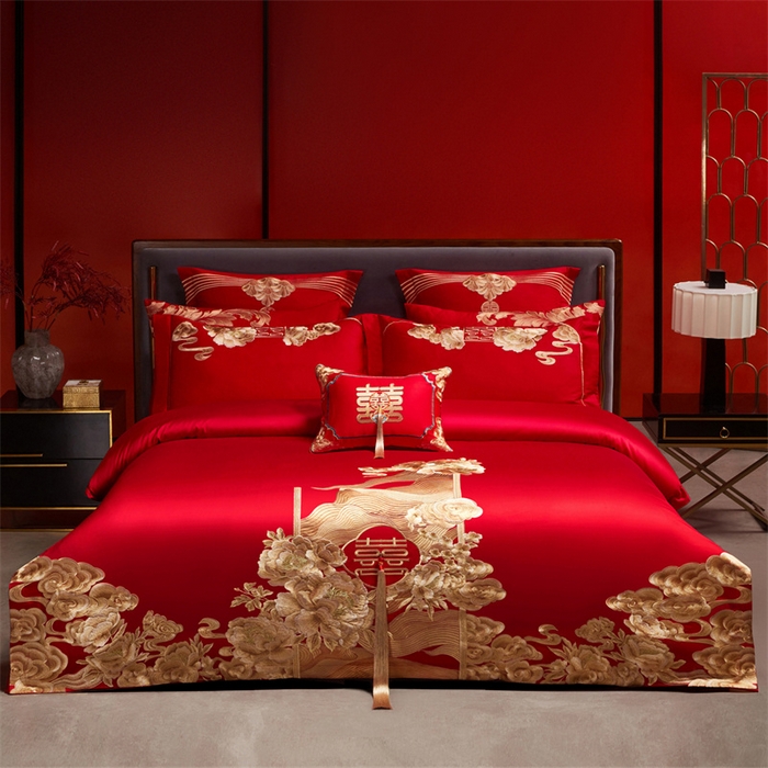 91家纺网 家纺一手货源 找家纺 （总）红番天家居馆 （控价）2025新款纯棉新中式刺绣婚庆四件套（每款供货价的基础上一切活动券后+100）