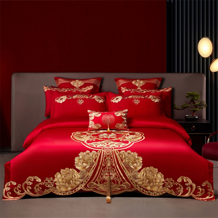 91家纺网 家纺一手货源 找家纺 （总）红番天家居馆 （控价）2025新款纯棉新中式刺绣婚庆四件套（每款供货价的基础上一切活动券后+100）