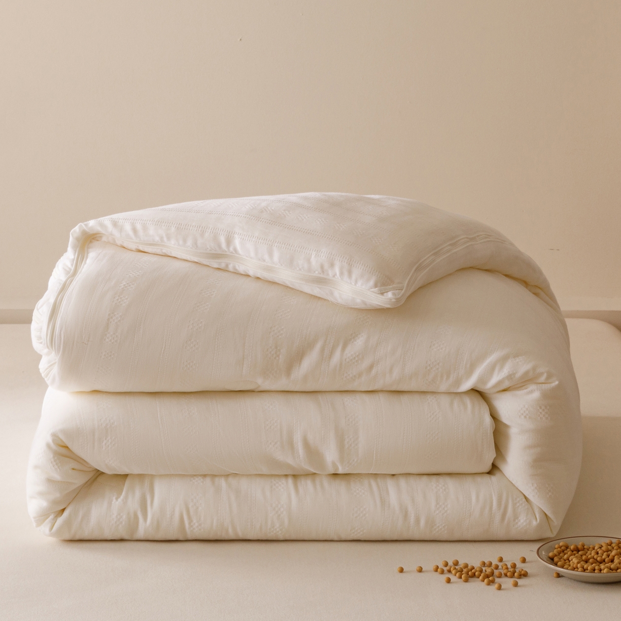 子由家居 2025新款全棉纯棉有氧双层提花55大豆被被子被芯 双层纱55大豆子母被