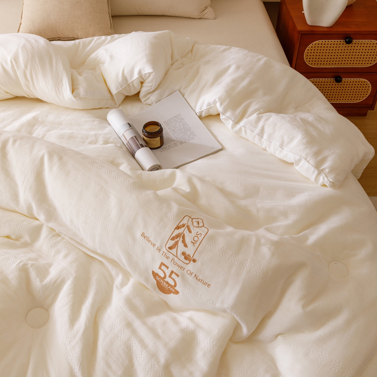 91家纺网 家纺一手货源 找家纺 （总）子由家居 2025新款全棉纯棉有氧双层提花55大豆被被子被芯