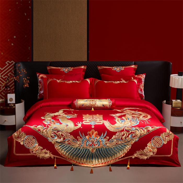 91家纺网 家纺一手货源 找家纺 （总）红番天家居馆 （控价）2025新款纯棉新中式刺绣婚庆四件套（每款供货价的基础上一切活动券后+100）