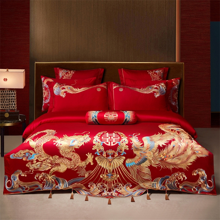 91家纺网 家纺一手货源 找家纺 （总）红番天家居馆 （控价）2025新款纯棉新中式刺绣婚庆四件套（每款供货价的基础上一切活动券后+100）