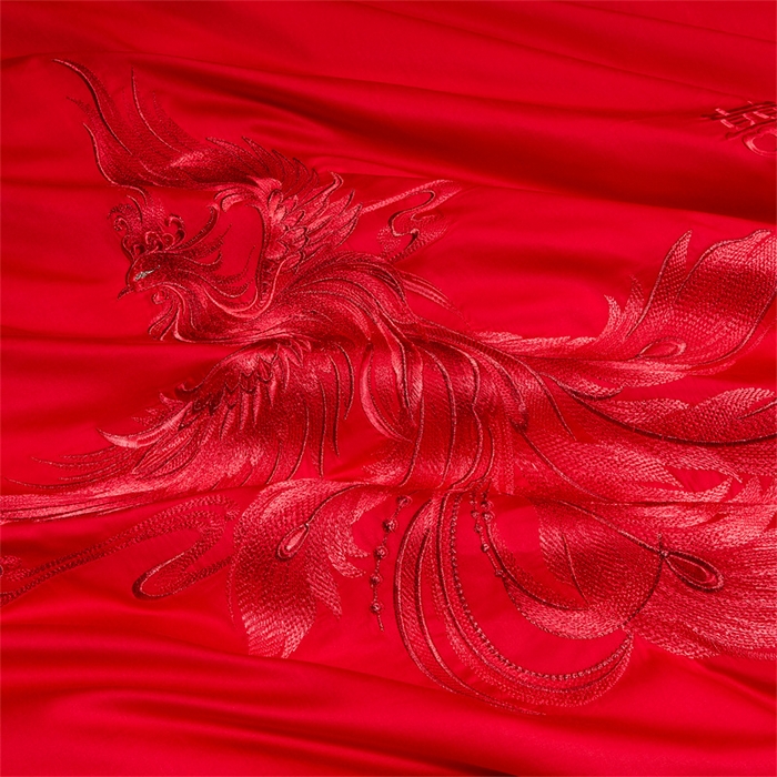 91家纺网 家纺一手货源 找家纺 红番天家居馆 （控价）2025新款纯棉新中式刺绣婚庆四件套（每款供货价的基础上一切活动券后+100） 心有灵犀-红