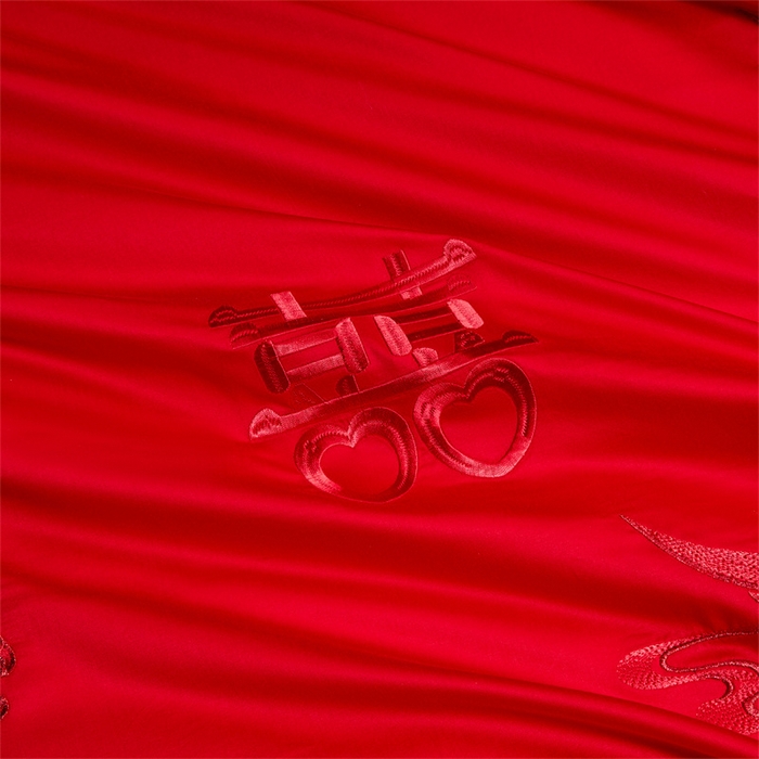 91家纺网 家纺一手货源 找家纺 红番天家居馆 （控价）2025新款纯棉新中式刺绣婚庆四件套（每款供货价的基础上一切活动券后+100） 心有灵犀-红