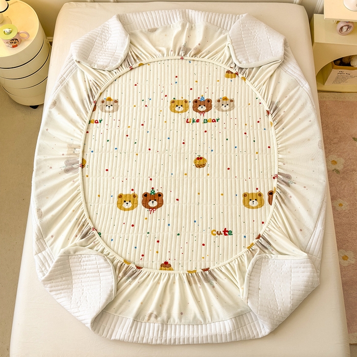 91家纺网 家纺一手货源 找家纺 （总）摩妮卡 2025新款小清新系列印花牛奶绒夹棉床笠三件套