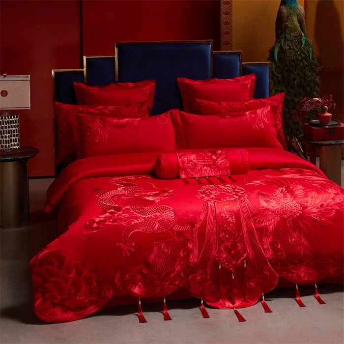 91家纺网 家纺一手货源 找家纺 （总）红番天家居馆 （控价）2025新款纯棉贡缎提花婚庆四件套（每款供货价的基础上一切活动券后+100）