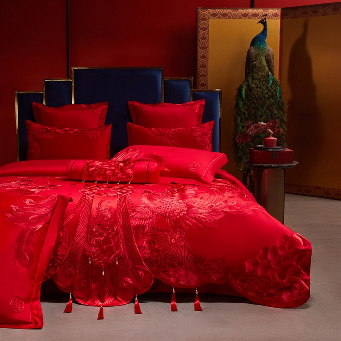 91家纺网 家纺一手货源 找家纺 （总）红番天家居馆 （控价）2025新款纯棉贡缎提花婚庆四件套（每款供货价的基础上一切活动券后+100）