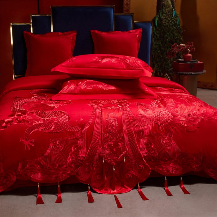 91家纺网 家纺一手货源 找家纺 （总）红番天家居馆 （控价）2025新款纯棉贡缎提花婚庆四件套（每款供货价的基础上一切活动券后+100）