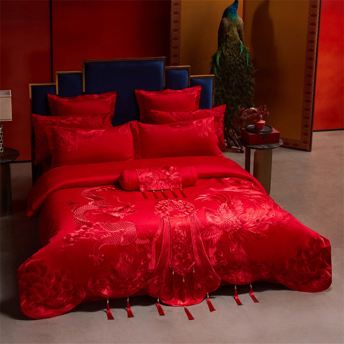 91家纺网 家纺一手货源 找家纺 （总）红番天家居馆 （控价）2025新款纯棉贡缎提花婚庆四件套（每款供货价的基础上一切活动券后+100）