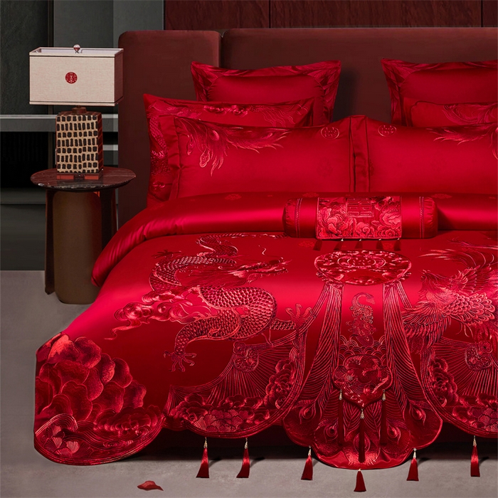 91家纺网 家纺一手货源 找家纺 （总）红番天家居馆 （控价）2025新款纯棉贡缎提花婚庆四件套（每款供货价的基础上一切活动券后+100）
