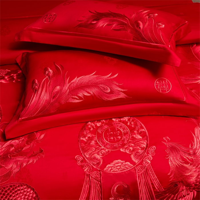 91家纺网 家纺一手货源 找家纺 （总）红番天家居馆 （控价）2025新款纯棉贡缎提花婚庆四件套（每款供货价的基础上一切活动券后+100）