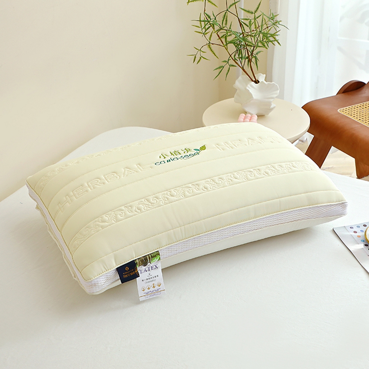 91家纺网 家纺一手货源 找家纺 万聚凯枕芯 2025新款小植决枕枕头枕芯 黄色