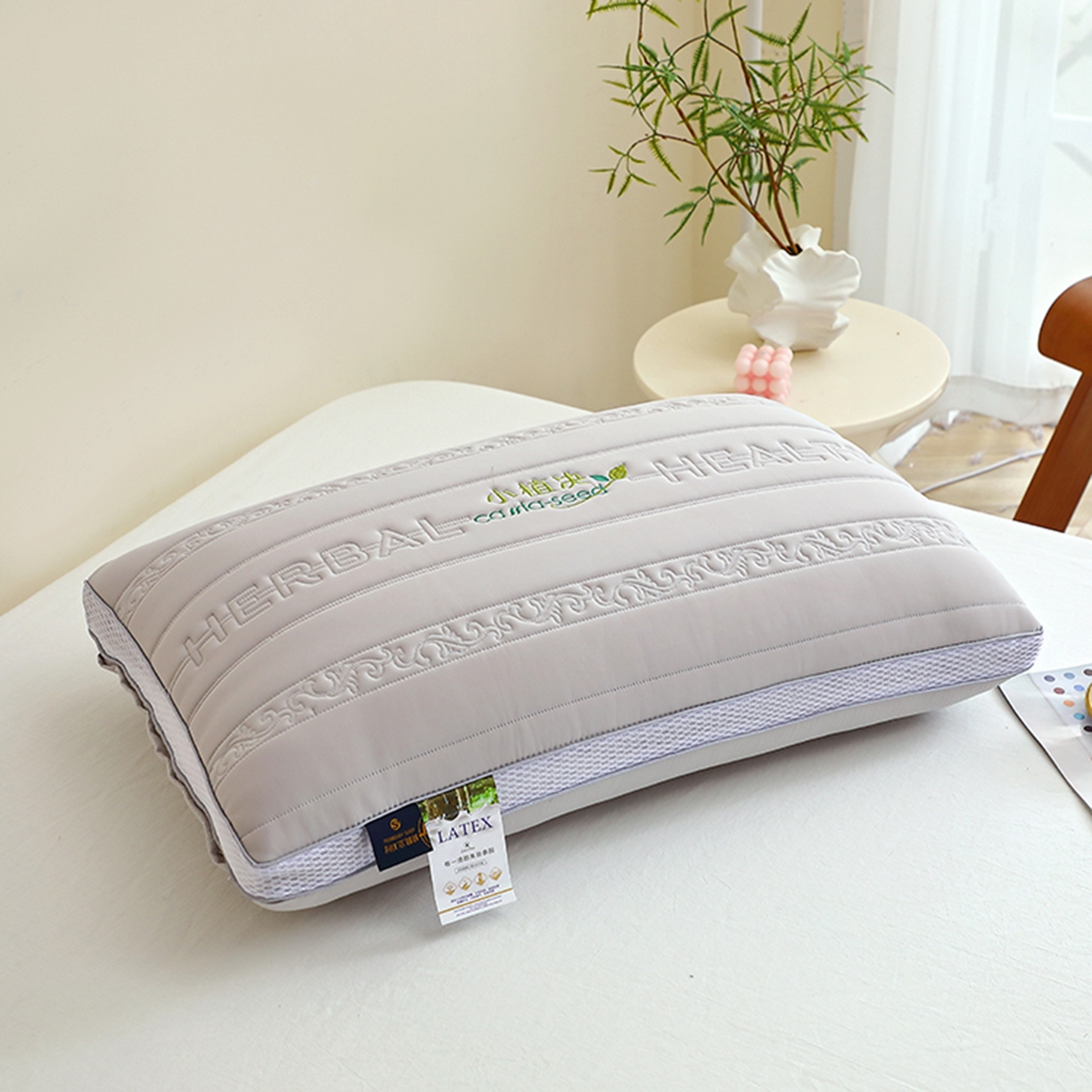 91家纺网 家纺一手货源 找家纺 万聚凯枕芯 2025新款小植决枕枕头枕芯 灰色