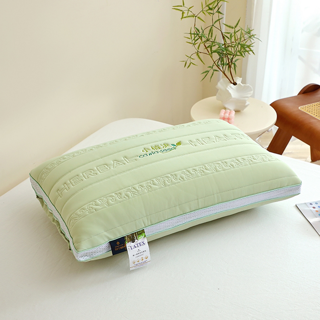 91家纺网 家纺一手货源 找家纺 万聚凯枕芯 2025新款小植决枕枕头枕芯 绿色