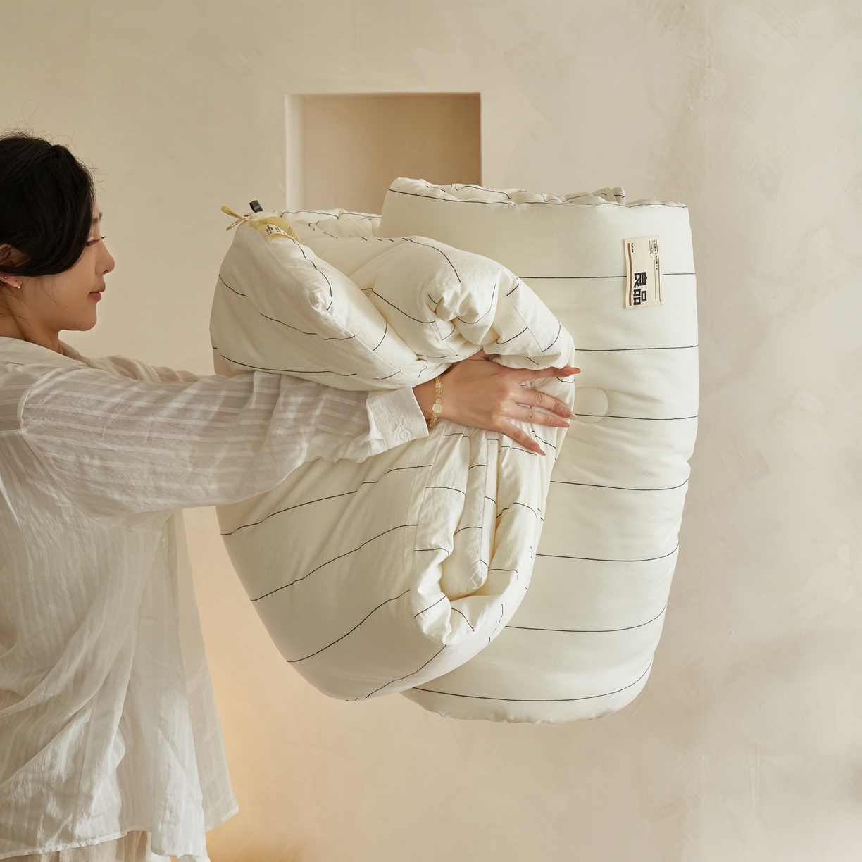 91家纺网 家纺一手货源 找家纺 （总）子由家居 2025新款全棉纯棉无印条纹99大豆被被子被芯