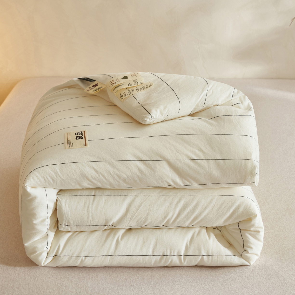 91家纺网 家纺一手货源 找家纺 （总）子由家居 2025新款全棉纯棉无印条纹99大豆被被子被芯